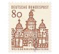 Почтовая марка 80 пфеннигов 1965 года Западная Германия (ФРГ) «Немецкие постройки XII века — Ворота Эллингера в Вайсенбурге» (Артикул: T11-35308) — Фото №1