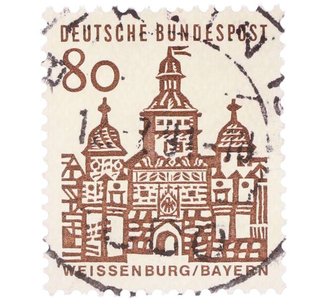 Почтовая марка 80 пфеннигов 1965 года Западная Германия (ФРГ) «Немецкие постройки XII века — Ворота Эллингера в Вайсенбурге» (Артикул: T11-35311) — Фото №1