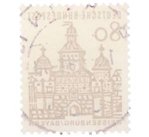 Почтовая марка 80 пфеннигов 1965 года Западная Германия (ФРГ) «Немецкие постройки XII века — Ворота Эллингера в Вайсенбурге»