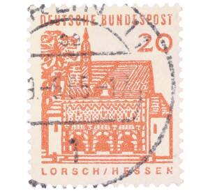 Почтовая марка 20 пфеннигов 1965 года Западная Германия (ФРГ) «Немецкие постройки XII века — Ворота Лоршского монастыря в Гессене»