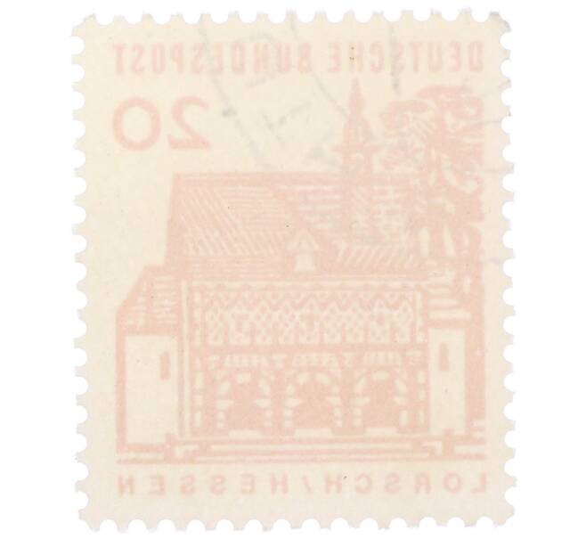 Почтовая марка 20 пфеннигов 1965 года Западная Германия (ФРГ) «Немецкие постройки XII века — Ворота Лоршского монастыря в Гессене» (Артикул: T11-35314) — Фото №2