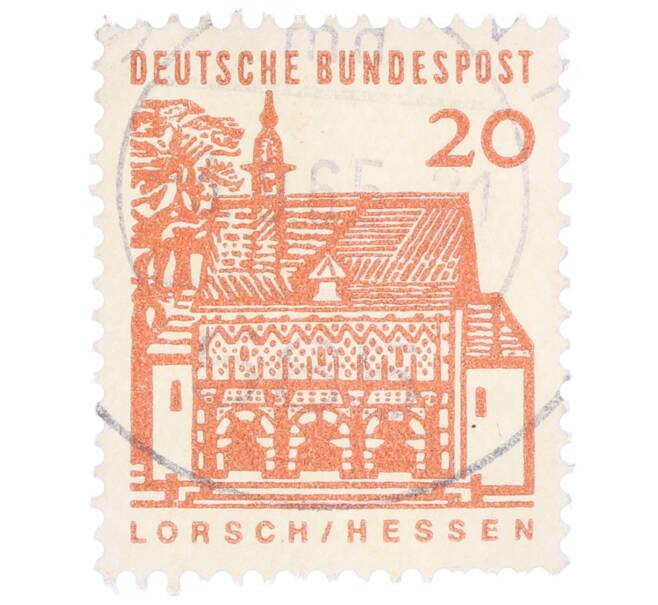 Почтовая марка 20 пфеннигов 1965 года Западная Германия (ФРГ) «Немецкие постройки XII века — Ворота Лоршского монастыря в Гессене» (Артикул: T11-35315) — Фото №1