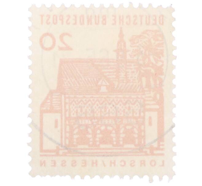 Почтовая марка 20 пфеннигов 1965 года Западная Германия (ФРГ) «Немецкие постройки XII века — Ворота Лоршского монастыря в Гессене» (Артикул: T11-35315) — Фото №2