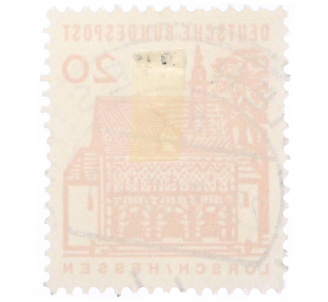 Почтовая марка 20 пфеннигов 1965 года Западная Германия (ФРГ) «Немецкие постройки XII века — Ворота Лоршского монастыря в Гессене» (Артикул: T11-35323) — Фото №2