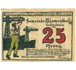 25 пфеннигов 1921 года Германия — Блюменталь (Нотгельд) — Фото №1
