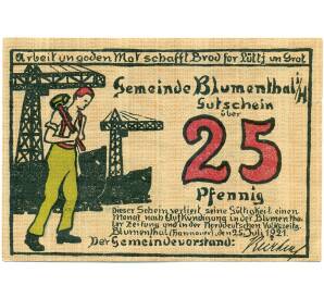 25 пфеннигов 1921 года Германия — Блюменталь (Нотгельд) — Фото №1