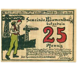 25 пфеннигов 1921 года Германия — Блюменталь (Нотгельд) — Фото №1