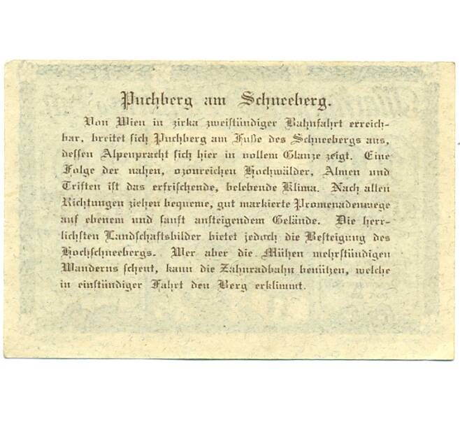 Банкнота 10 геллеров 1920 года Австрия — Пухберг-ам-Шнеберг (Нотгельд) (Артикул: B2-16090) — Фото №2