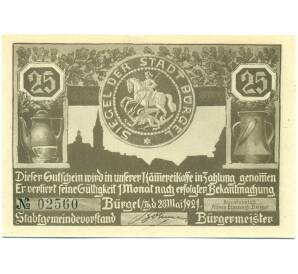 25 пфеннигов 1921 года Германия — Бюргель (Нотгельд) — Фото №1