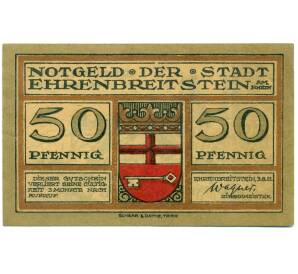50 пфеннигов 1921 года Германия — Эренбрейтштейн (Нотгельд) — Фото №1