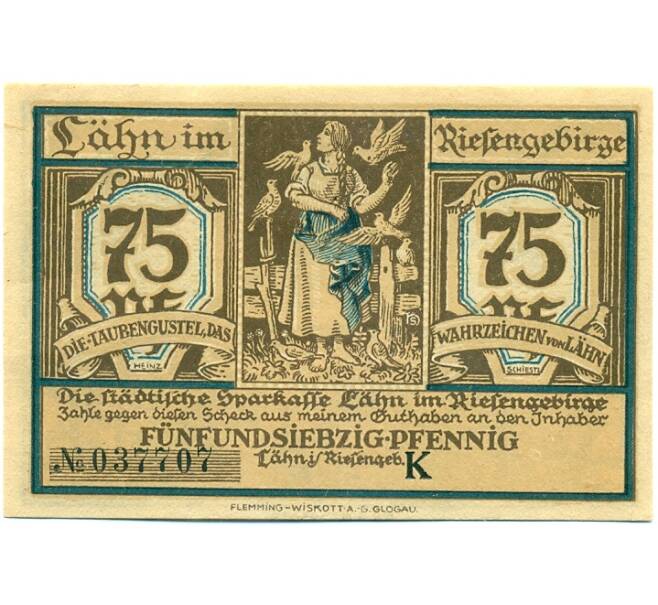 Банкнота 75 пфеннигов 1921 года Германия — Влень (Нотгельд) (Артикул: K10-12055) — Фото №1