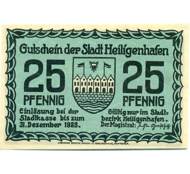 Банкнота 25 пфеннигов 1923 года Германия — Хайлигенхафен (Нотгельд) (Артикул: K10-12070) — Фото №2