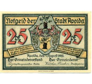 25 пфеннигов 1921 года Германия — Апольд (Нотгельд) — Фото №1