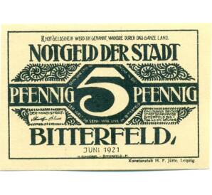 5 пфеннигов 1921 года Германия — Биттерфельд (Нотгельд) — Фото №1