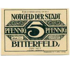 5 пфеннигов 1921 года Германия — Биттерфельд (Нотгельд) — Фото №1