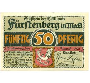 50 пфеннигов 1921 года Германия — Фюрстенберг (Нотгельд)