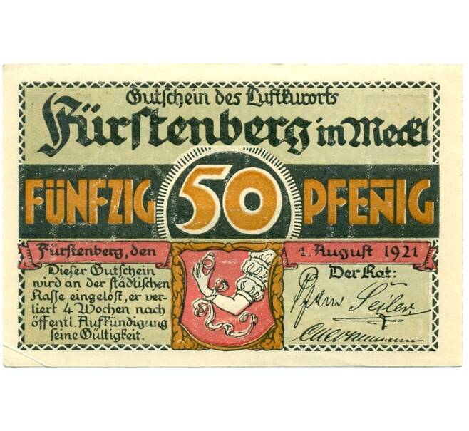 Банкнота 50 пфеннигов 1921 года Германия — Фюрстенберг (Нотгельд) (Артикул: K10-12126) — Фото №1