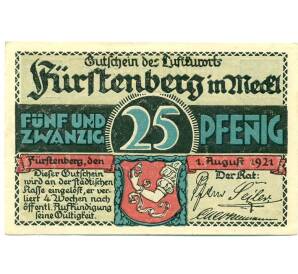 25 пфеннигов 1921 года Германия — Фюрстенберг (Нотгельд) — Фото №1