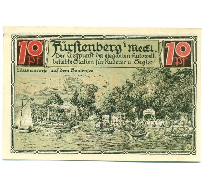 Банкнота 10 пфеннигов 1921 года Германия — Фюрстенберг (Нотгельд) (Артикул: K10-12129) — Фото №2