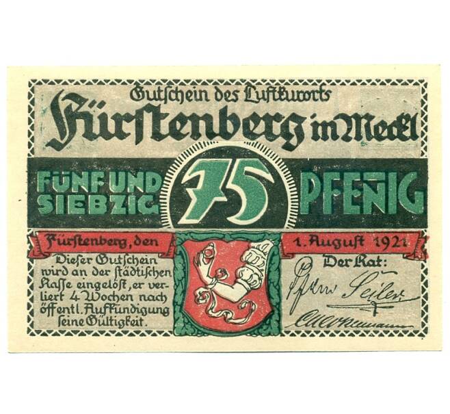 Банкнота 75 пфеннигов 1921 года Германия — Фюрстенберг (Нотгельд) (Артикул: K10-12130) — Фото №1