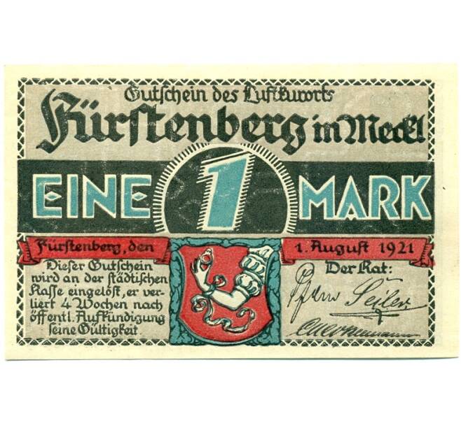 Банкнота 1 марка 1921 года Германия — Фюрстенберг (Нотгельд) (Артикул: K10-12131) — Фото №1