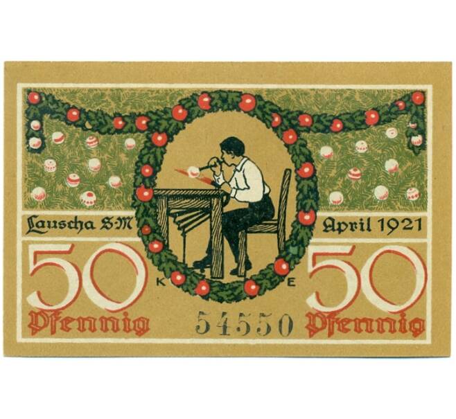 Банкнота 50 пфеннигов 1921 года Германия — Лауша (Нотгельд) (Артикул: K10-12141) — Фото №1