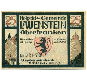 25 пфеннигов 1921 года Германия — Лауэнштайн (Нотгельд) — Фото №1