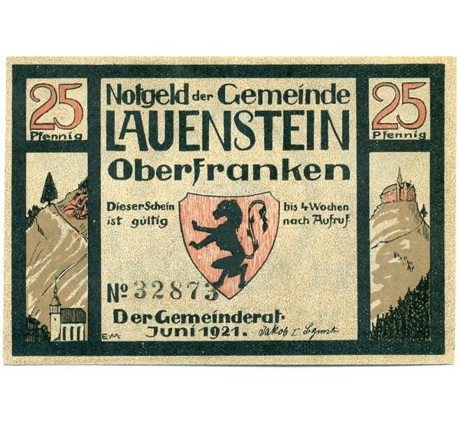Банкнота 25 пфеннигов 1921 года Германия — Лауэнштайн (Нотгельд) (Артикул: K10-12142) — Фото №1