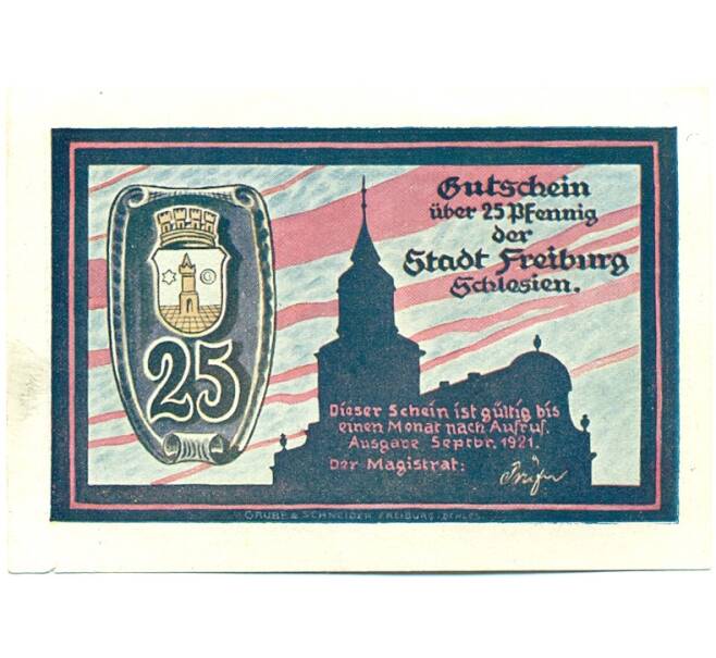 Банкнота 25 пфеннигов 1921 года Германия — Фрайбург (Нотгельд) (Артикул: K10-12155) — Фото №1