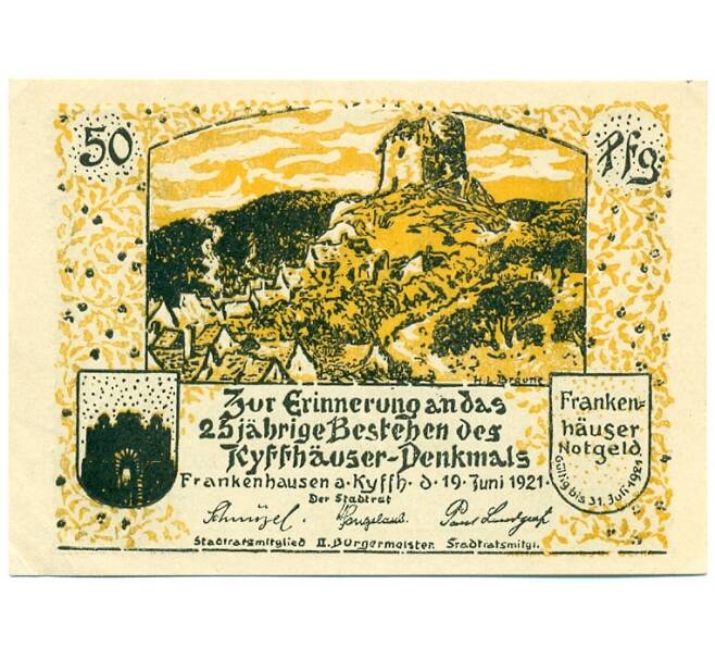 Банкнота 50 пфеннигов 1921 года Германия — Франкенхаузен (Нотгельд) (Артикул: K10-12159) — Фото №2