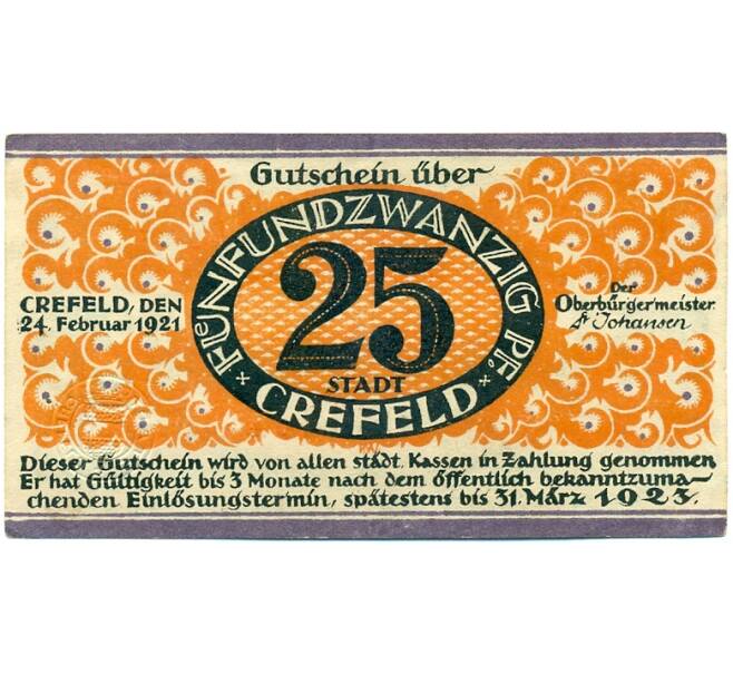 Банкнота 25 пфеннигов 1921 года Германия — Крефельд (Нотгельд) (Артикул: K10-12172) — Фото №2