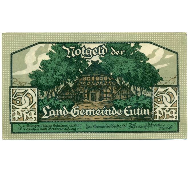 Банкнота 50 пфеннигов 1921 года Германия — Ойтин (Нотгельд) (Артикул: K10-12182) — Фото №1