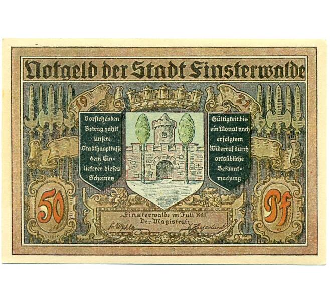 Банкнота 50 пфеннигов 1921 года Германия — Финстервальде (Нотгельд) (Артикул: K10-12190) — Фото №1