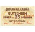 Банкнота 25 пфеннигов 1921 года Германия — Коберг (Нотгельд) (Артикул: K10-12200) — Фото №1