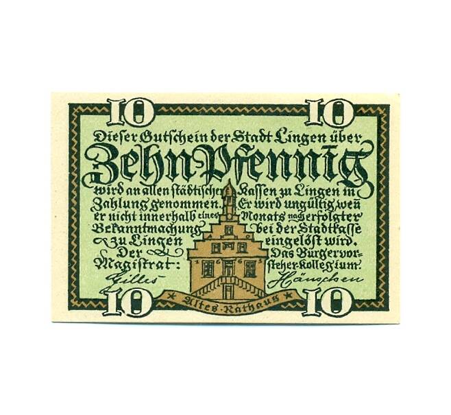 Банкнота 10 пфеннигов 1921 года Германия — Линген (Нотгельд) (Артикул: K10-12220) — Фото №2