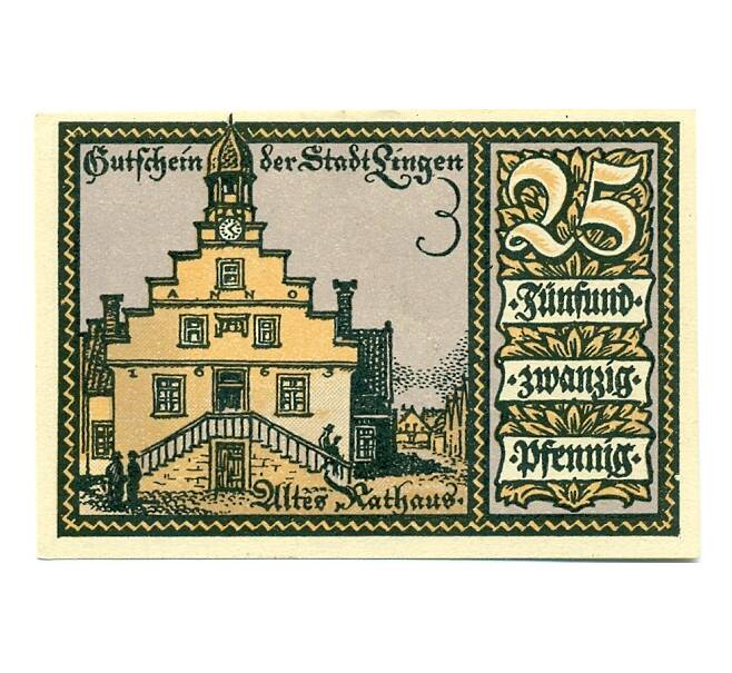 Банкнота 25 пфеннигов 1921 года Германия — Линген (Нотгельд) (Артикул: K10-12221) — Фото №1