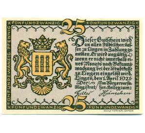 25 пфеннигов 1921 года Германия — Линген (Нотгельд) — Фото №2