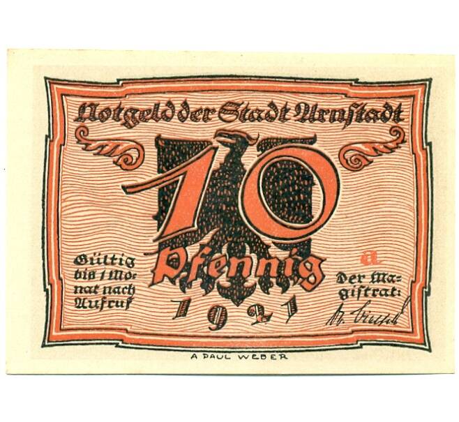 Банкнота 10 пфеннигов 1921 года Германия — Арнштадт (Нотгельд) (Артикул: K10-12238) — Фото №1