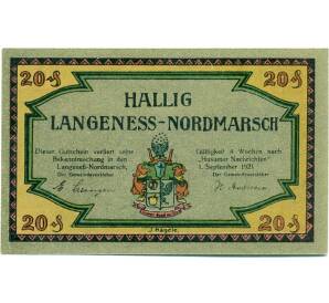 20 пфеннигов 1921 года Германия — Лангенес (Нотгельд) — Фото №1