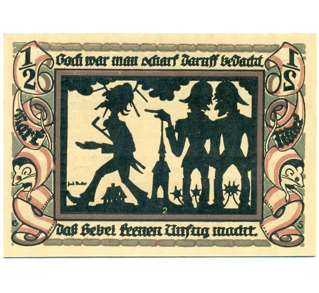 Банкнота 1/2 марки 1921 года Германия — Глаухау (Нотгельд) (Артикул: K10-12253) — Фото №2