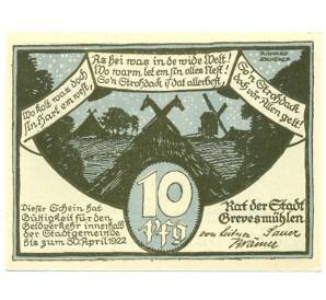 10 пфеннигов 1922 года Германия — Гревесмюлен (Нотгельд) — Фото №1
