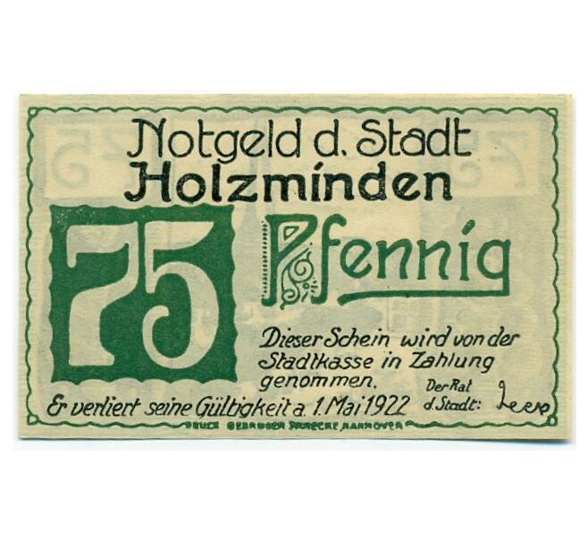 Банкнота 75 пфеннигов 1921 года Германия — Хольцминден (Нотгельд) (Артикул: K10-12296) — Фото №2