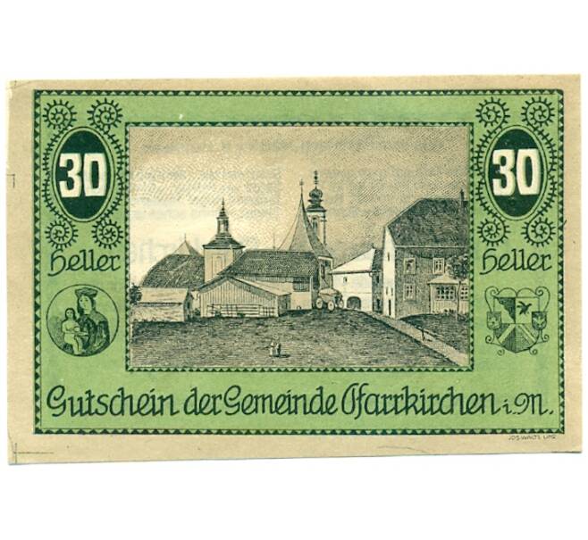Банкнота 30 геллеров 1920 года Австрия — Пфарркирхене-на-Мондзее (Нотгельд) (Артикул: B2-16143) — Фото №1