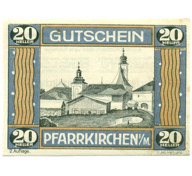 Банкнота 20 геллеров 1920 года Австрия — Пфарркирхене-на-Мондзее (Нотгельд) (Артикул: B2-16144) — Фото №1