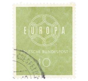 Почтовая марка 10 пфеннигов 1959 года Западная Германия (ФРГ) «Европейская конференция администраций почтовых служб и служб связи CEPT — Цепь»