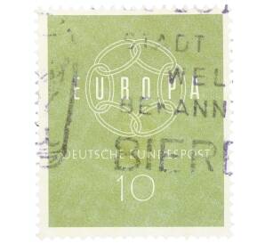 Почтовая марка 10 пфеннигов 1959 года Западная Германия (ФРГ) «Европейская конференция администраций почтовых служб и служб связи CEPT — Цепь»