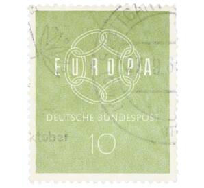 Почтовая марка 10 пфеннигов 1959 года Западная Германия (ФРГ) «Европейская конференция администраций почтовых служб и служб связи CEPT — Цепь»