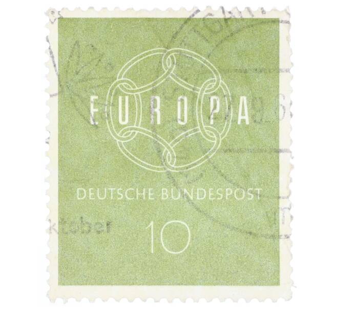 Почтовая марка 10 пфеннигов 1959 года Западная Германия (ФРГ) «Европейская конференция администраций почтовых служб и служб связи CEPT — Цепь» (Артикул: T11-35333) — Фото №1