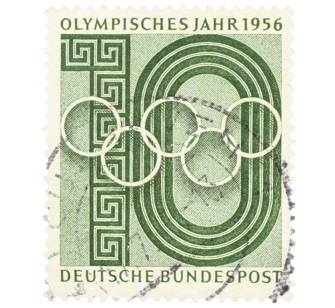 Почтовая марка 10 пфеннигов 1956 года Западная Германия (ФРГ) «Олимпийские кольца» (Артикул: T11-35337) — Фото №1