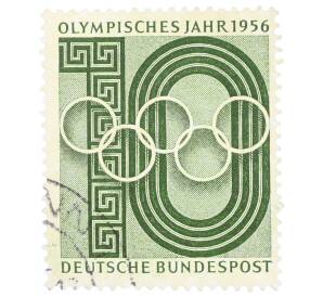 Почтовая марка 10 пфеннигов 1956 года Западная Германия (ФРГ) «Олимпийские кольца»